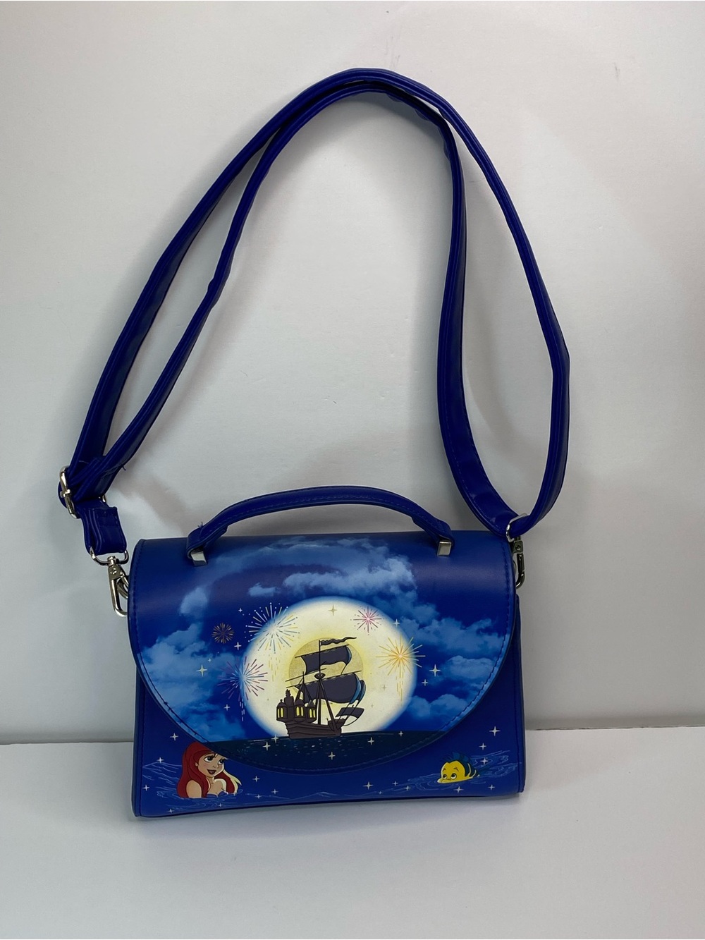 Loungefly Disney Little Mermaid Ariel Fireworks Glow in Dark Crossbody Bag Purse